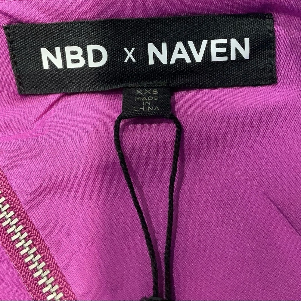 Revolve NBD X NAVEN Elina Magenta Lace One-Shoulder Cutout Mini Dress Size XXS - Picture 4 of 5